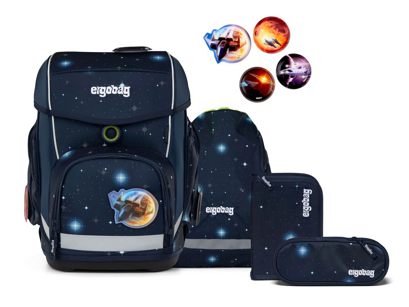 Ergobag Cubo Schulranzenset 5tlg. KoBärnikus GALAXY GLOW 2025