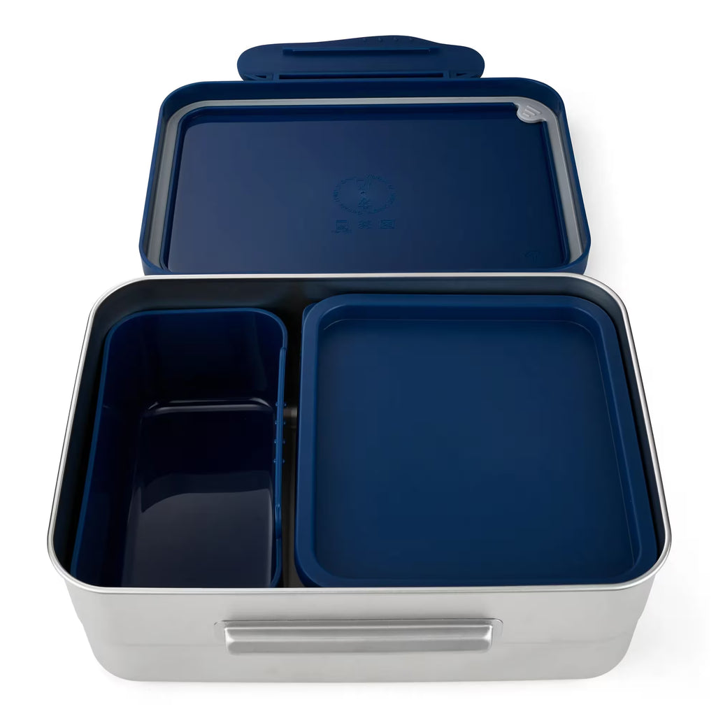 Ergobag Edelstahl Brotdose blau (Dinosaurier)