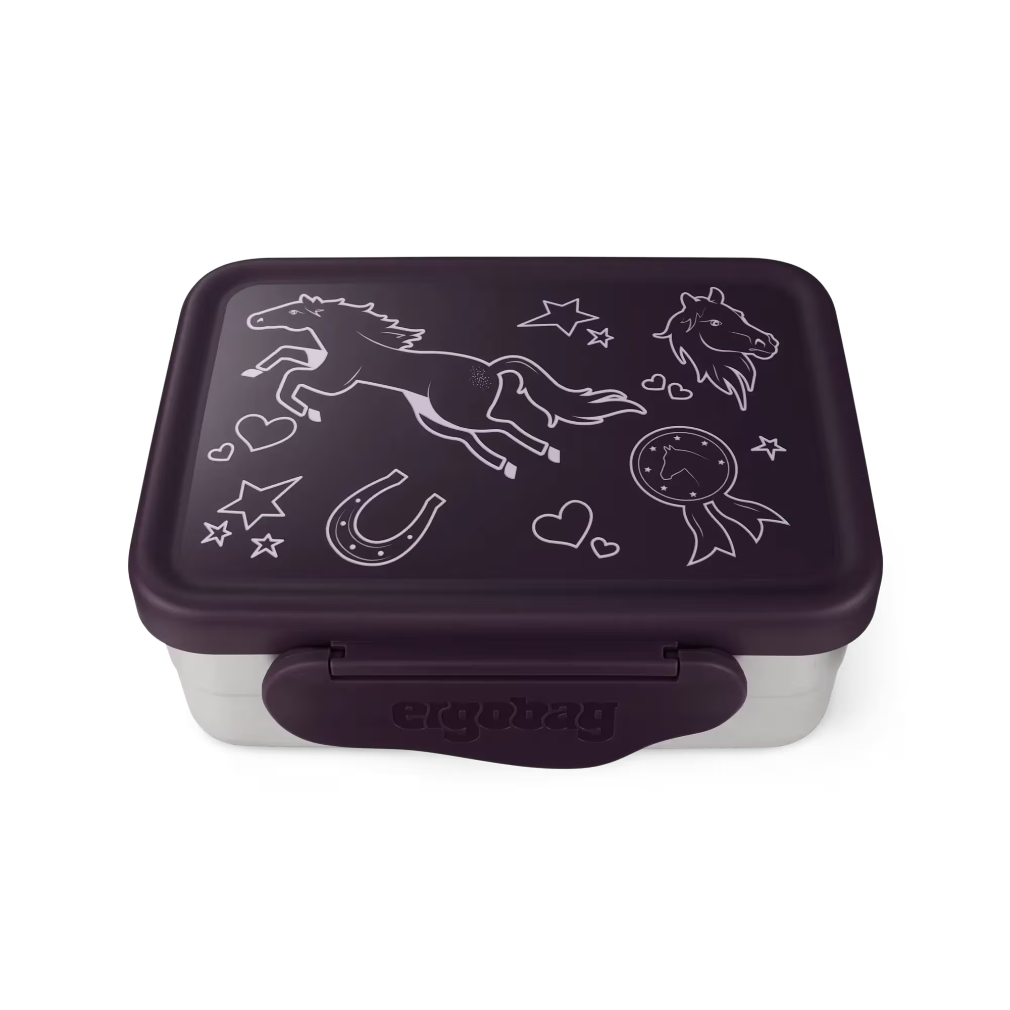 Ergobag Edelstahl Brotdose lila (Pferde)