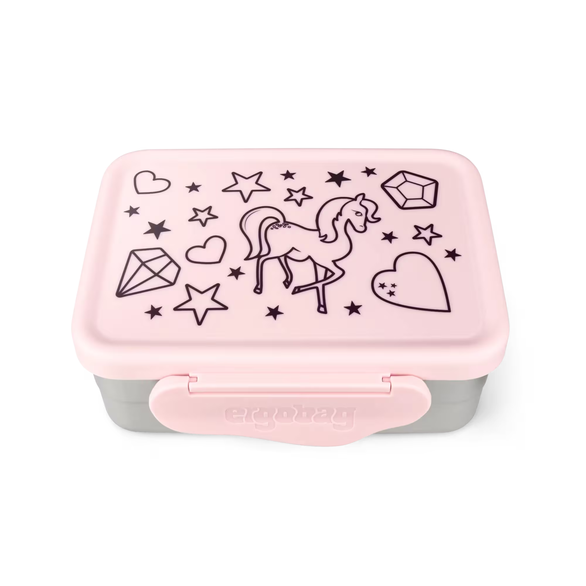 Ergobag Edelstahl Brotdose rosa (Einhorn)