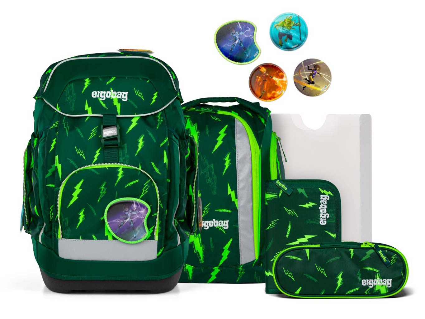 Ergobag Maxi Schulrucksack Set 6tlg. Bärtastisch COLOR FLASH