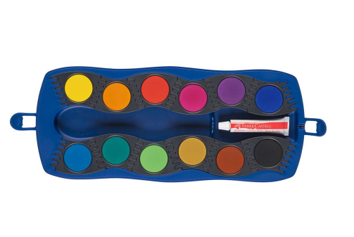 Faber-Castell Deckfarbkasten blau mit 12 Farben und Deckweiiß