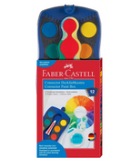 Faber-Castell Deckfarbkasten blau mit 12 Farben und Deckweiiß