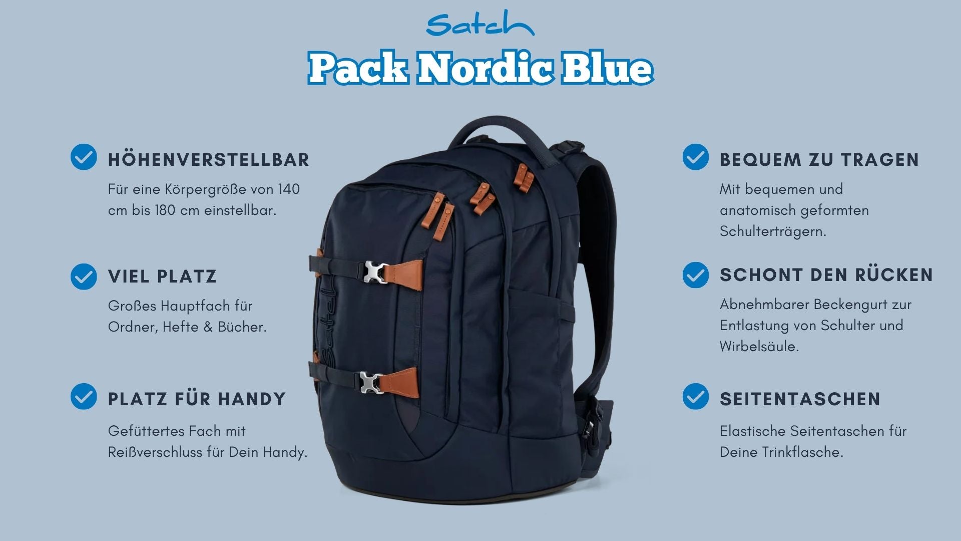 Satch Pack Schulrucksack Nordic Blue