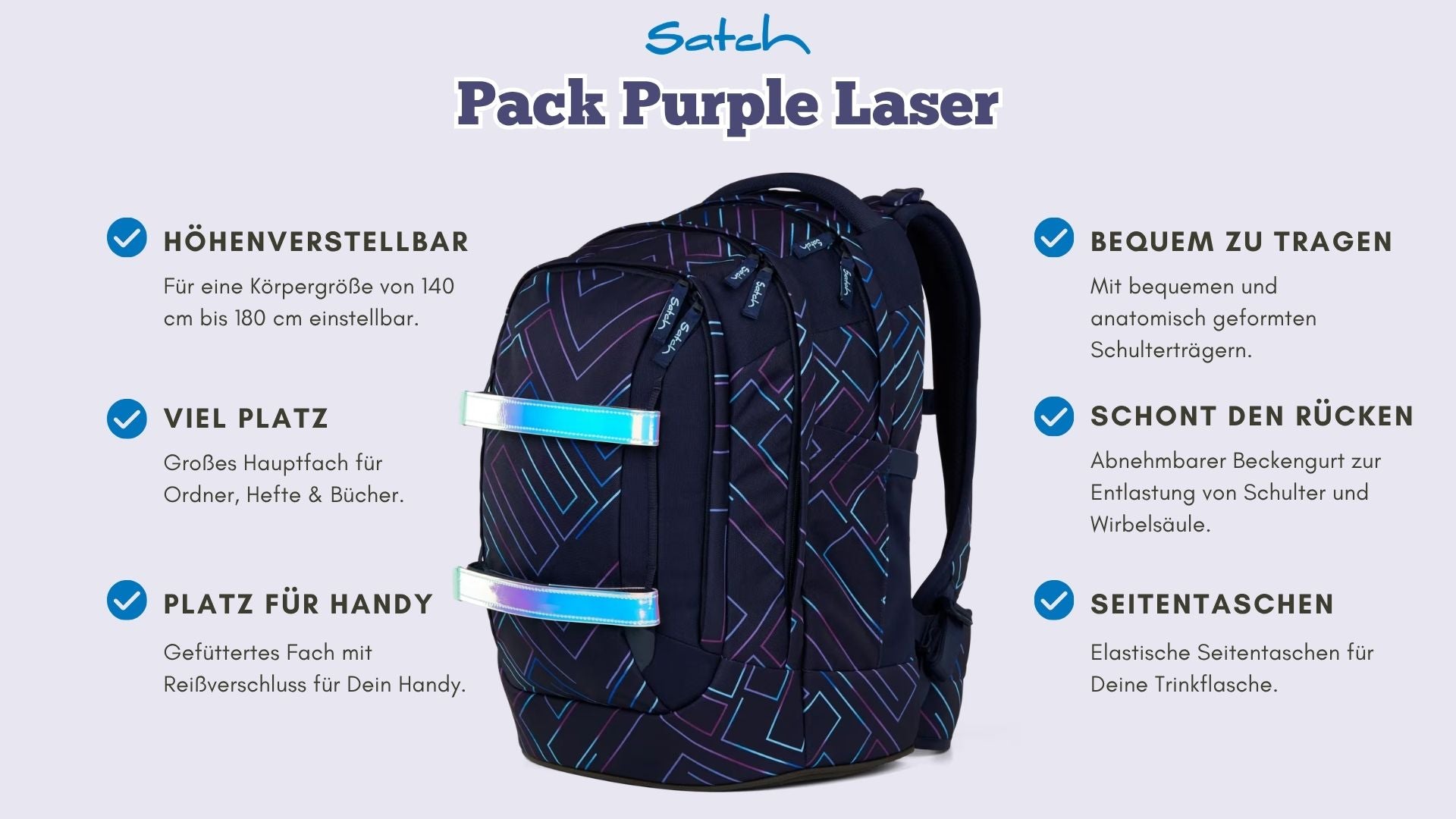 Satch Pack Schulrucksack Purple Laser