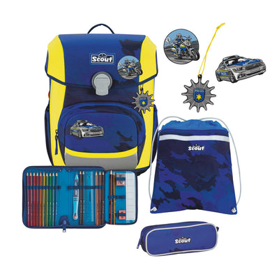 Scout Alpha DIN Schulranzen-Set 4tlg. Blue Police