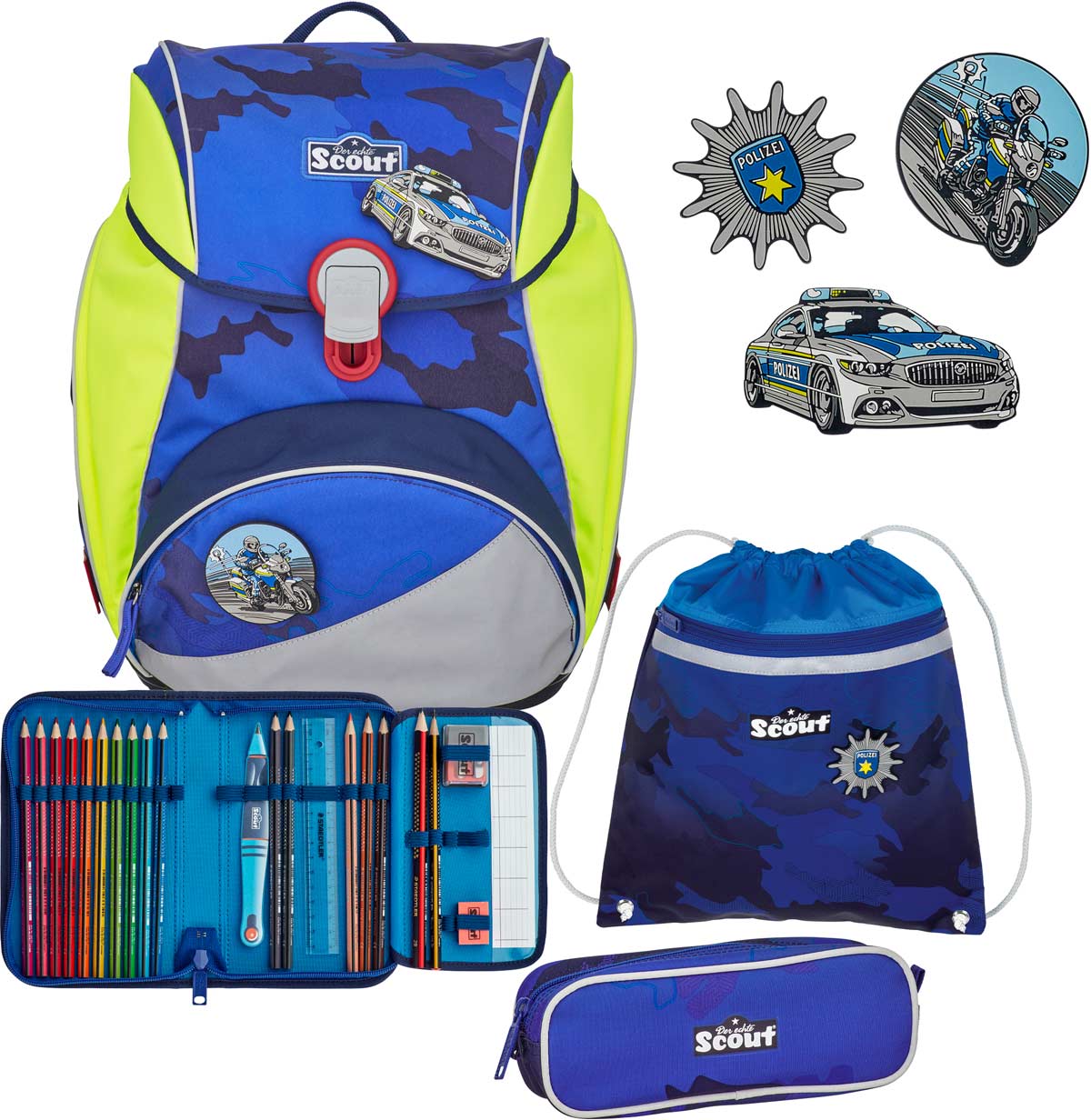 Scout Alpha Schulranzen-Set 4tlg. Blue Police