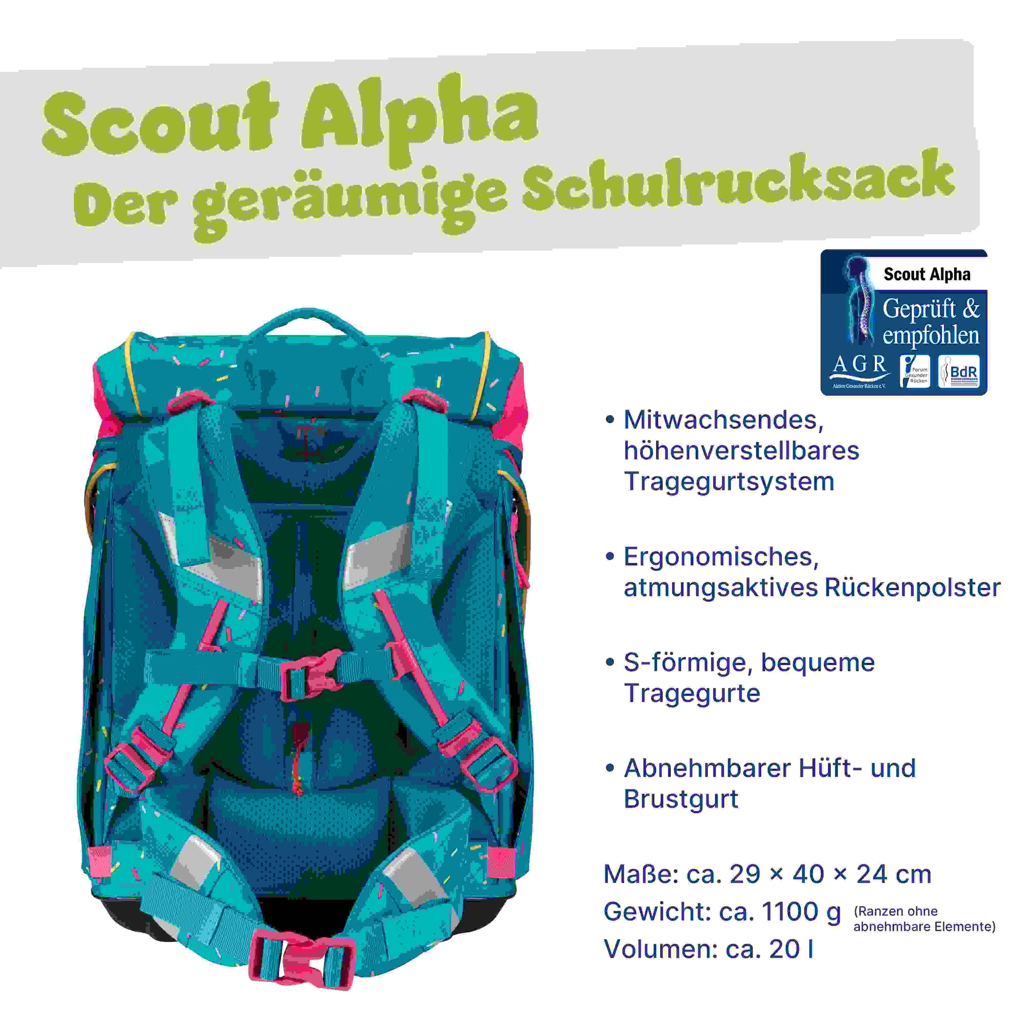 Scout Alpha Schulranzen-Set 4tlg. Happy Confetti