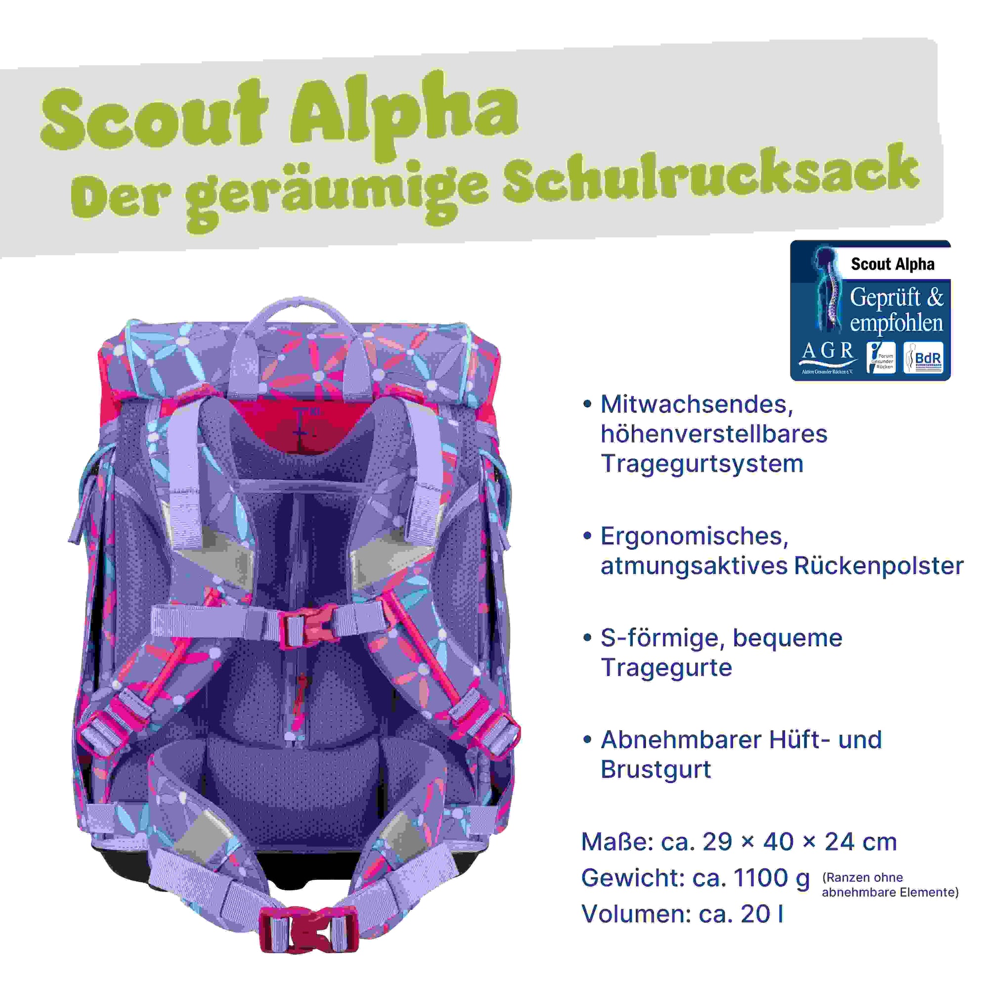 Scout Alpha Schulranzen-Set 4tlg. Pony Love