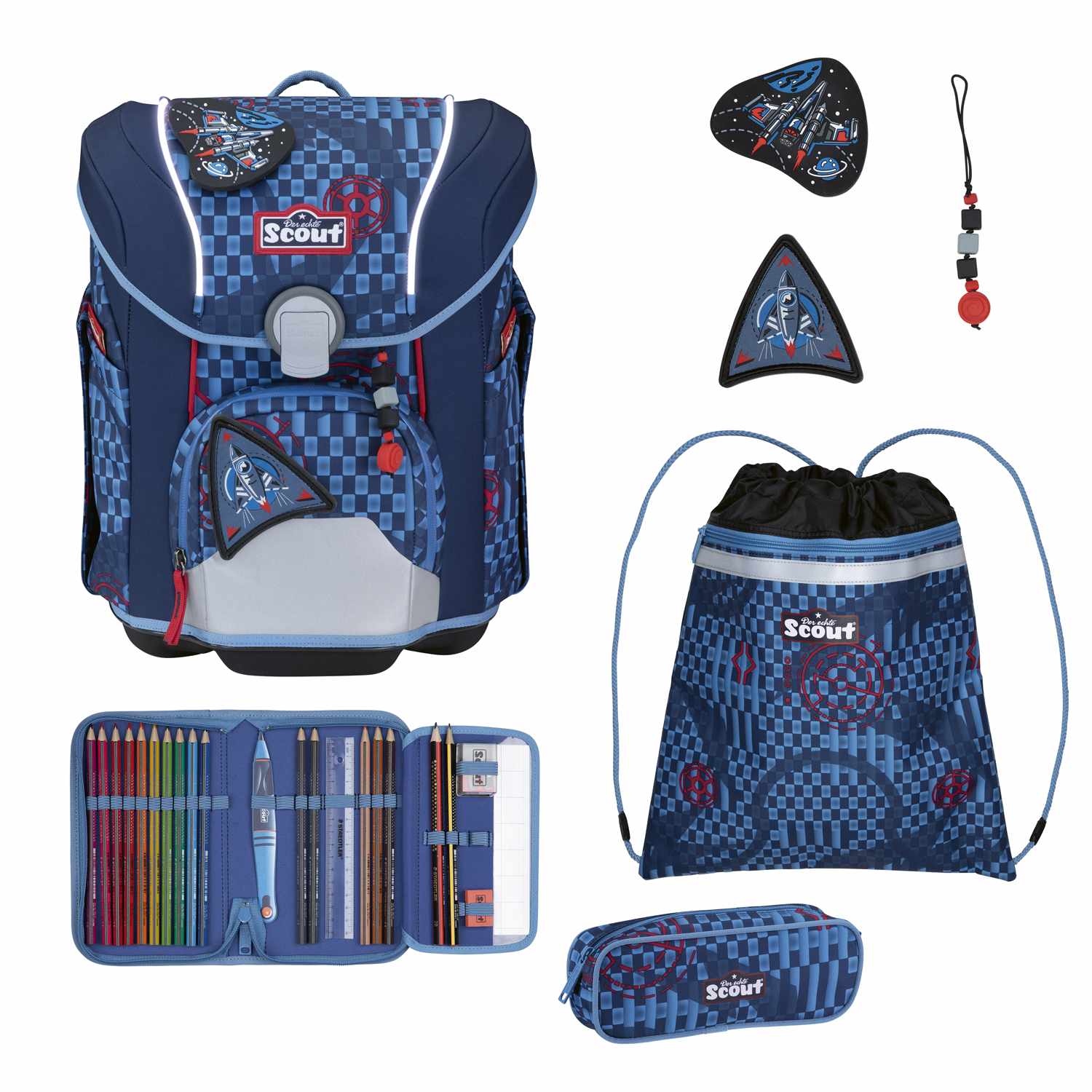Scout Micro Schulranzen-Set 4tlg. Space Explorer Safety Light