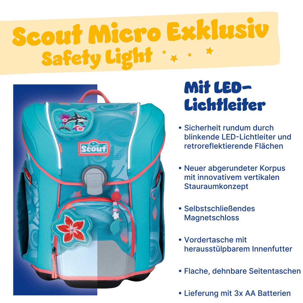 Scout Micro Schulranzen-Set 4tlg. Aloha Safety Light