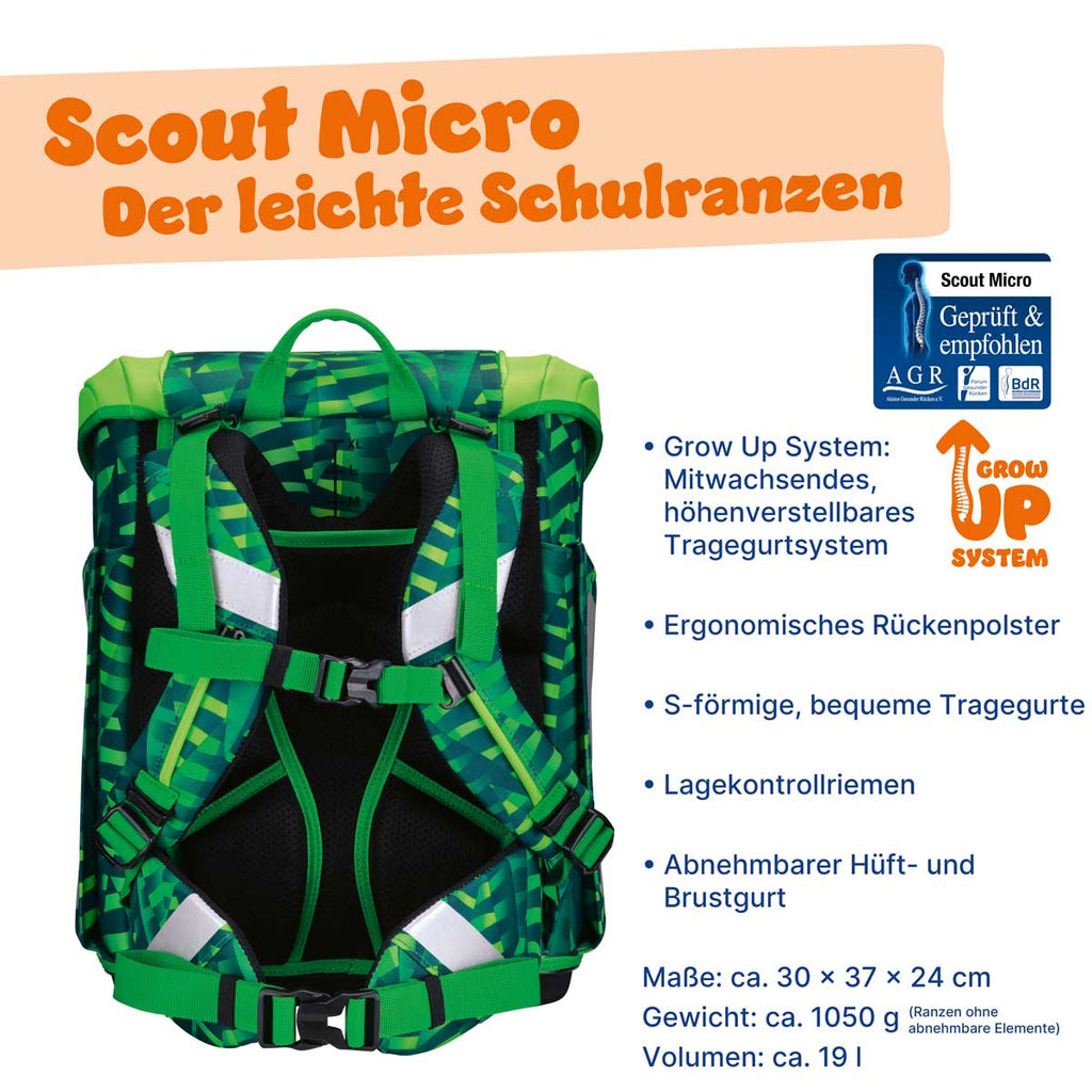 Scout Micro Schulranzen-Set 4tlg. Danger Dino