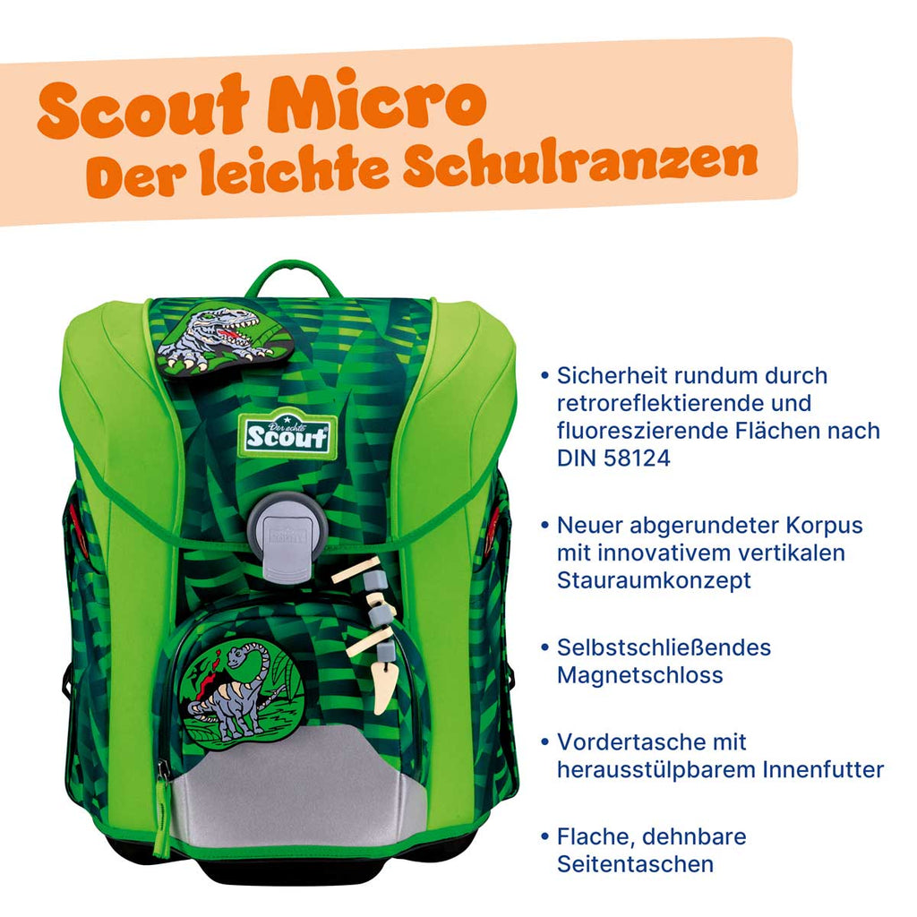 Scout Micro Schulranzen-Set 4tlg. Danger Dino