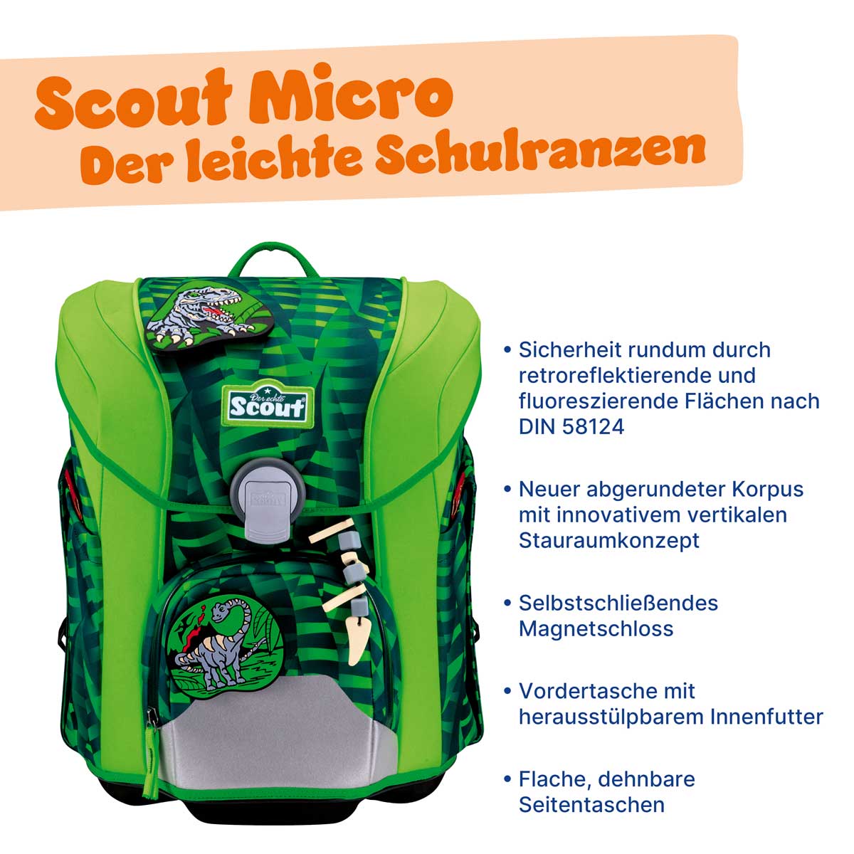 Scout Micro Schulranzen-Set 4tlg. Danger Dino