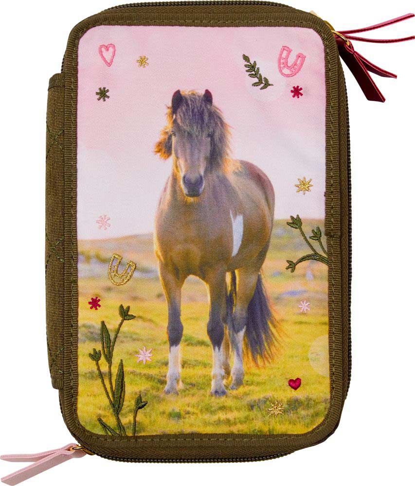 Spiegelburg Federmäppchen 3-fach Pferdefreunde Oliv