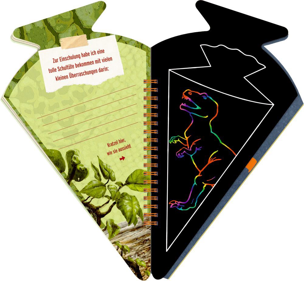Spiegelburg Schultüten-Kratzelbuch T-Rex Hurra, endlich Schule