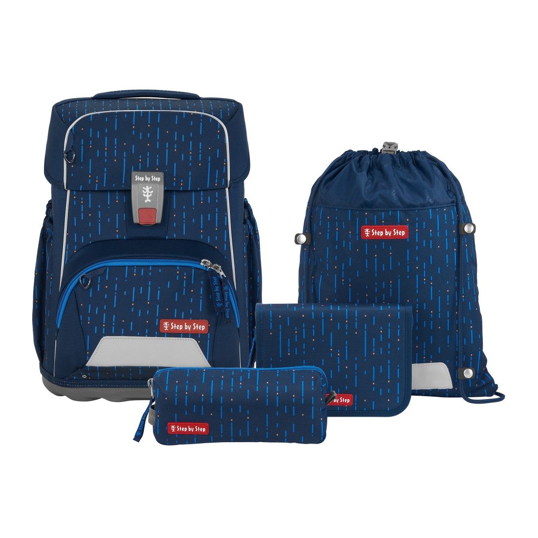 Step by Step Basis Schulranzenset 4tlg. Blue Stripes