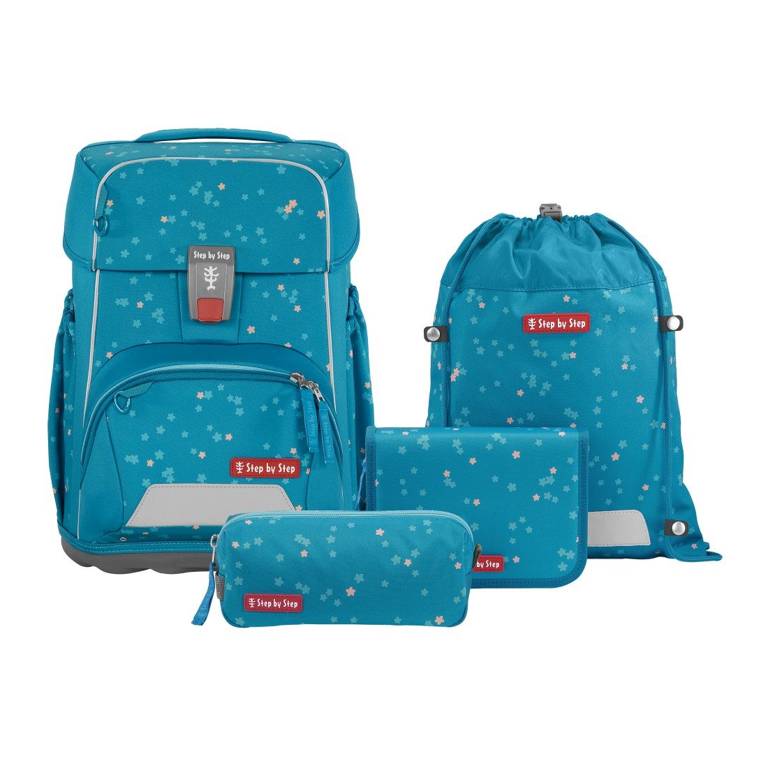 Step by Step Basis Schulranzenset 4tlg. Turquoise Flowers