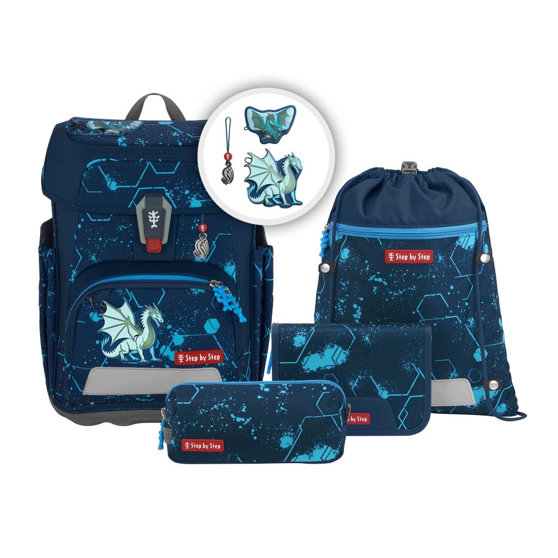 Step by Step Cloud SHINE Schulranzenset 5tlg. Ice Dragon Tarek