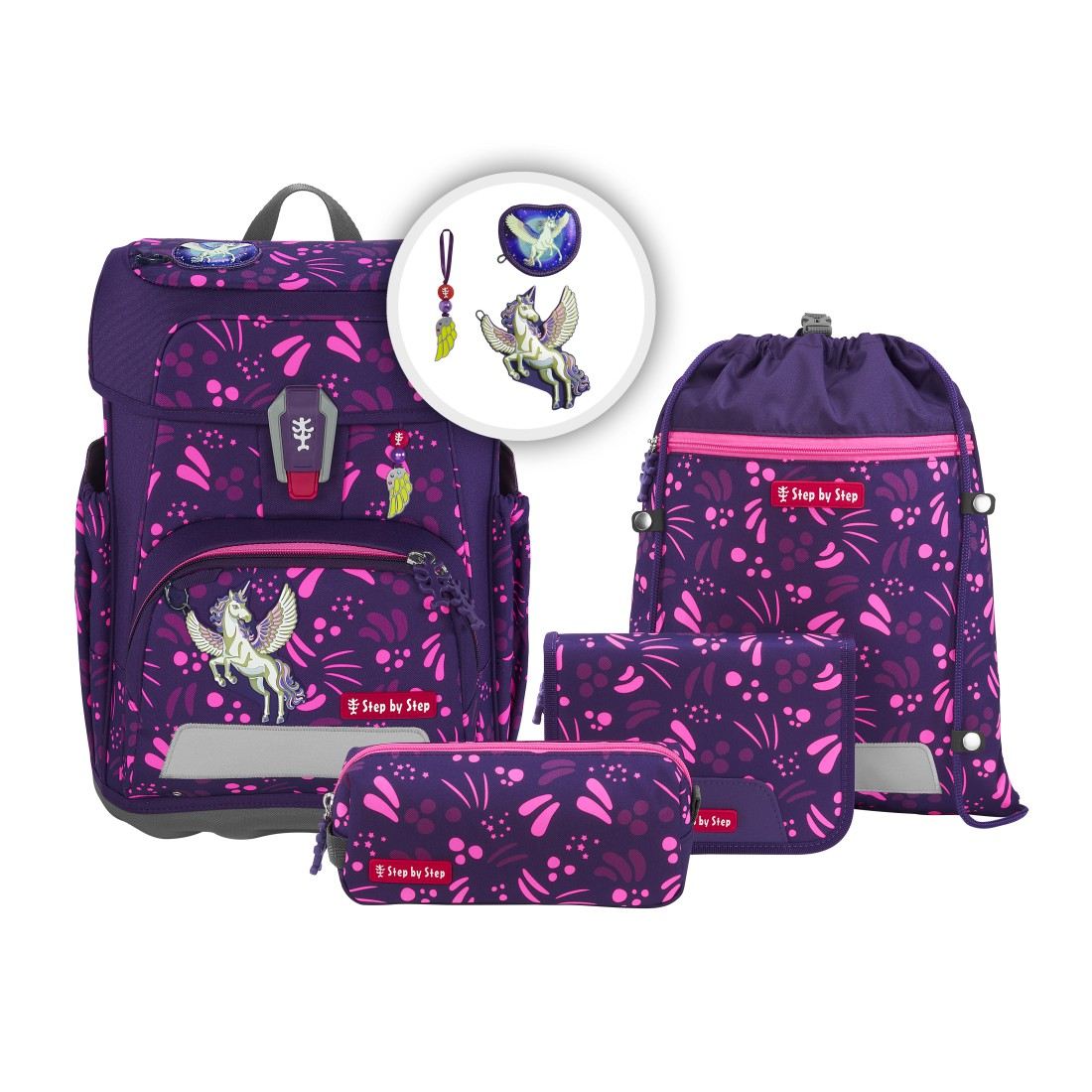 Step by Step Cloud SHINE Schulranzenset 5tlg. Pegasus Lia