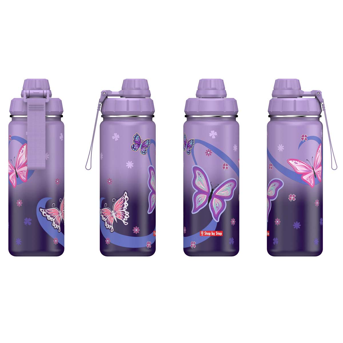 Step by Step Edelstahl Trinkflasche Sweet Butterfly