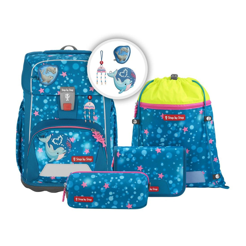 Step by Step Giant Schulranzenset 5tlg. Dolphin Azura