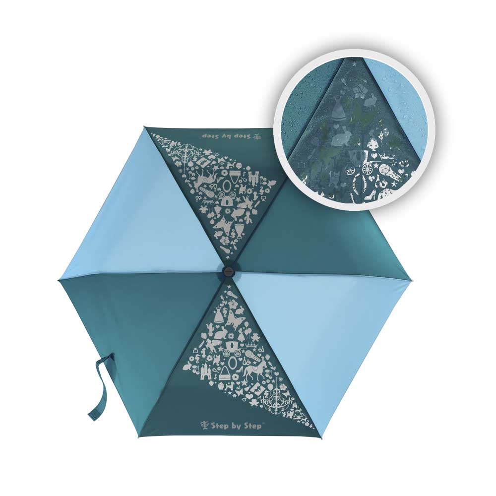 Step by Step Kinder Regenschirm Petrol mit Magic Rain Effekt