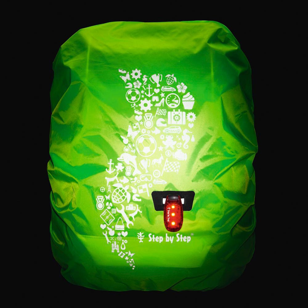 Step by Step LED Sicherheitsklemmleuchte rot leuchtend für Schulranzen und Rücksäcke