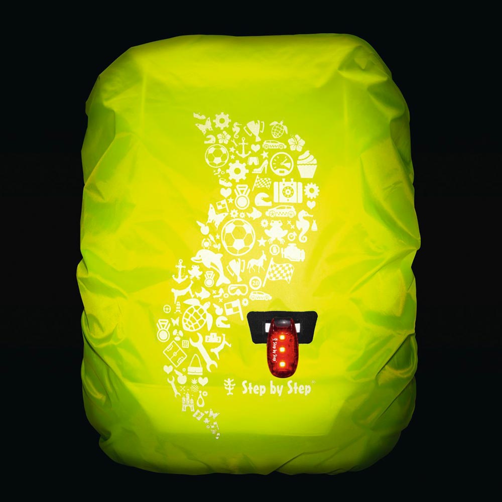 Step by Step LED Sicherheitsklemmleuchte rot leuchtend für Schulranzen und Rücksäcke