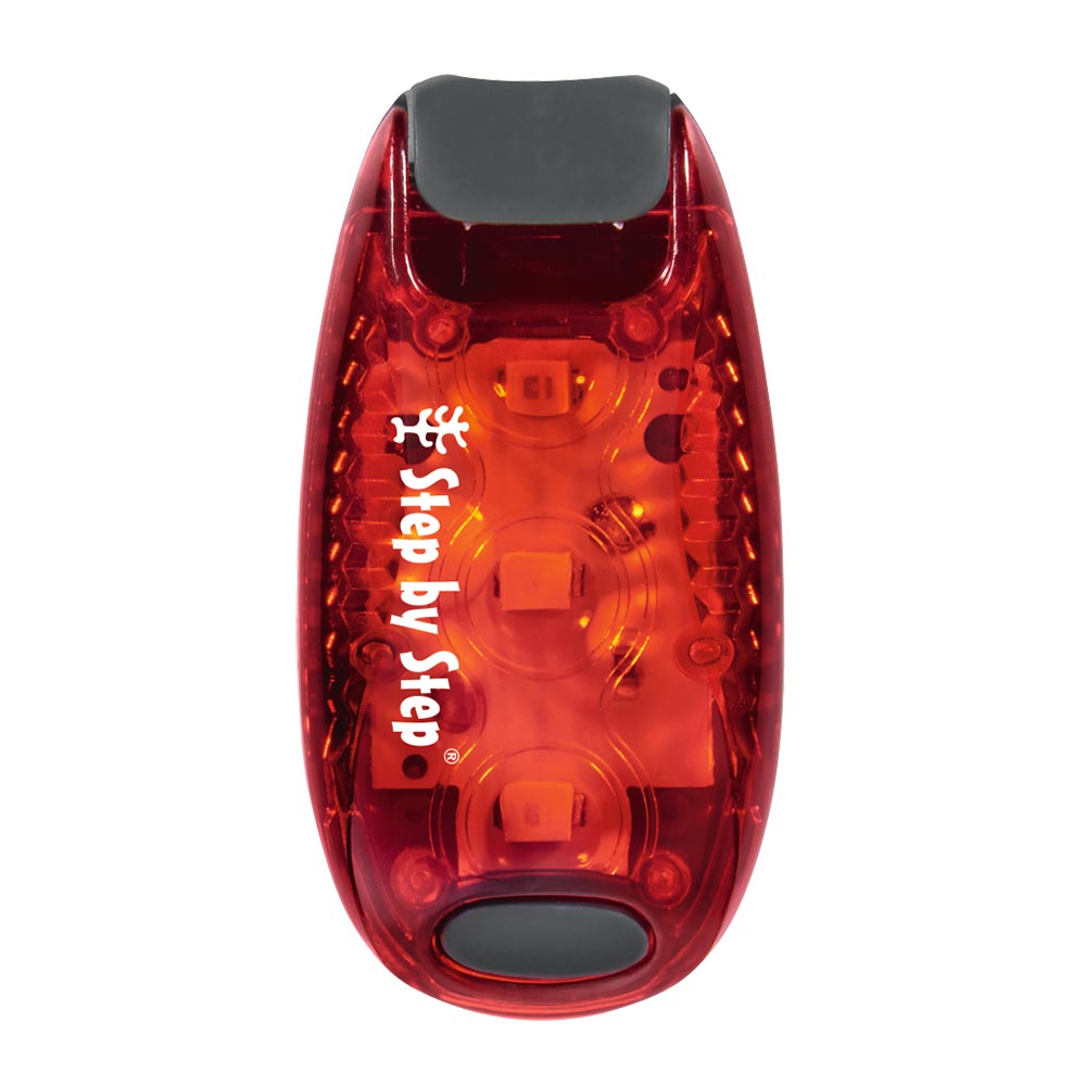 Step by Step LED Sicherheitsklemmleuchte rot leuchtend für Schulranzen und Rücksäcke