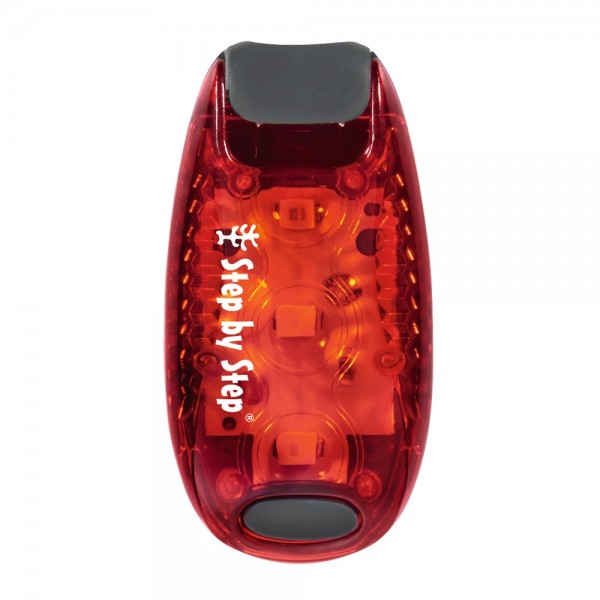 Step by Step LED Sicherheitsklemmleuchte rot leuchtend mit Clip für Schulranzen und Rücksäcke