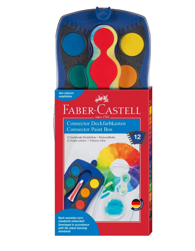 Faber-Castell Deckfarbkasten blau mit 12 Farben und Deckweiiß