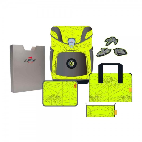 DerDieDas ErgoFlex EASY SuperFlash Schulranzen-Set 5tlg. Neon Fighter
