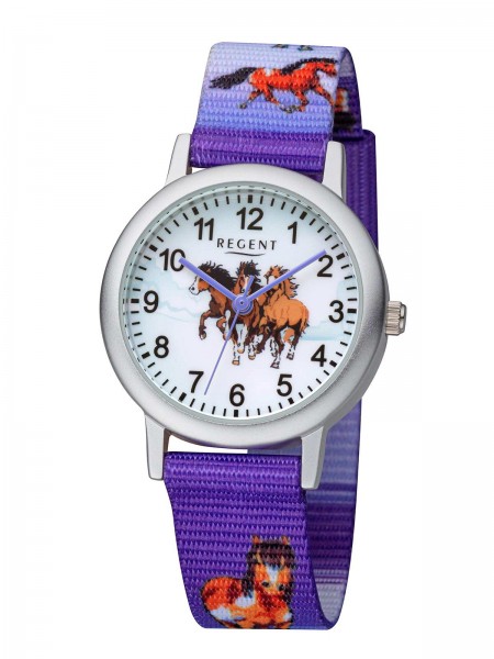 Regent Kinderuhr Pferde mit blauem Uhrband F-1364
