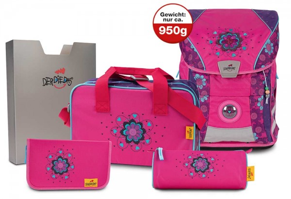 DerDieDas ErgoFlex Vario Schulranzenset 5tlg. Flower Power