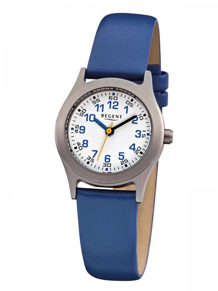 Regent Kinderuhr Blau mit Lederarmband F-947